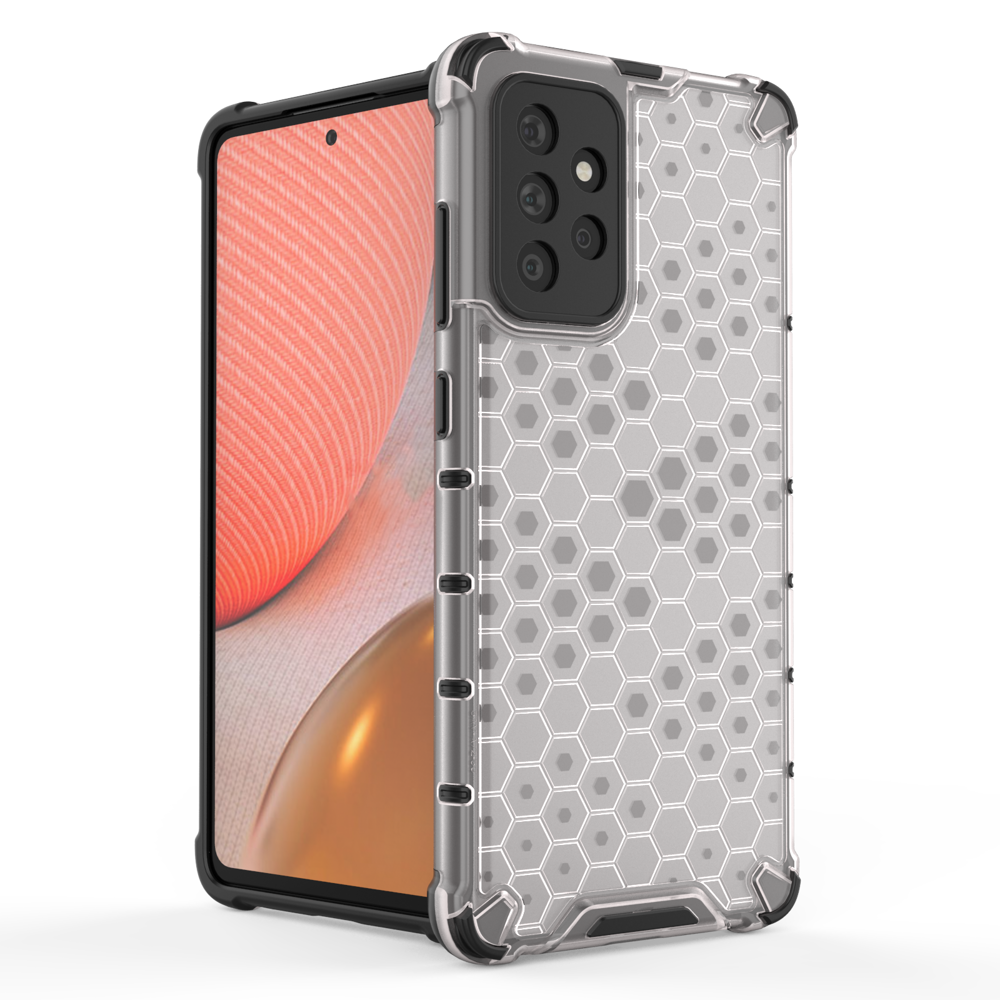 Honeycomb armored case with silicone frame for Samsung Galaxy A72 4G - Transparent
