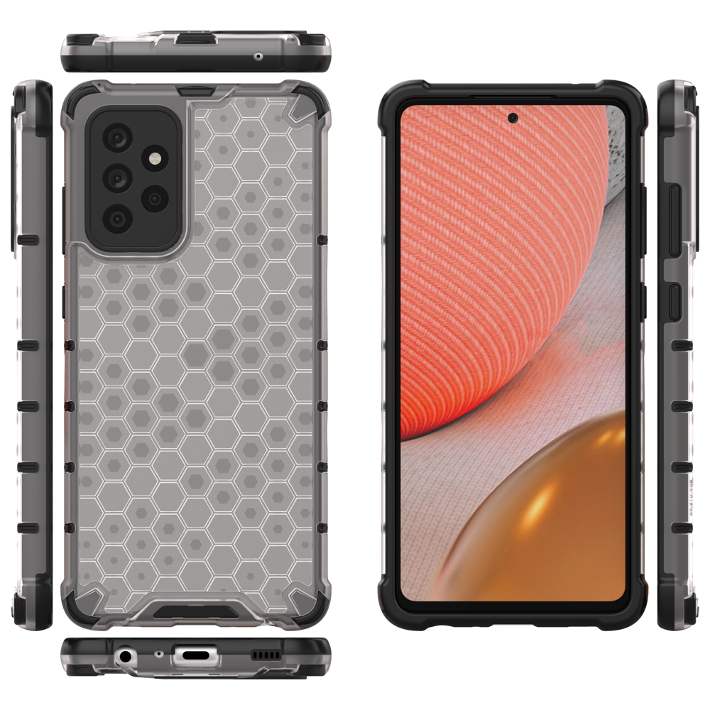 Honeycomb armored case with silicone frame for Samsung Galaxy A72 4G - Transparent