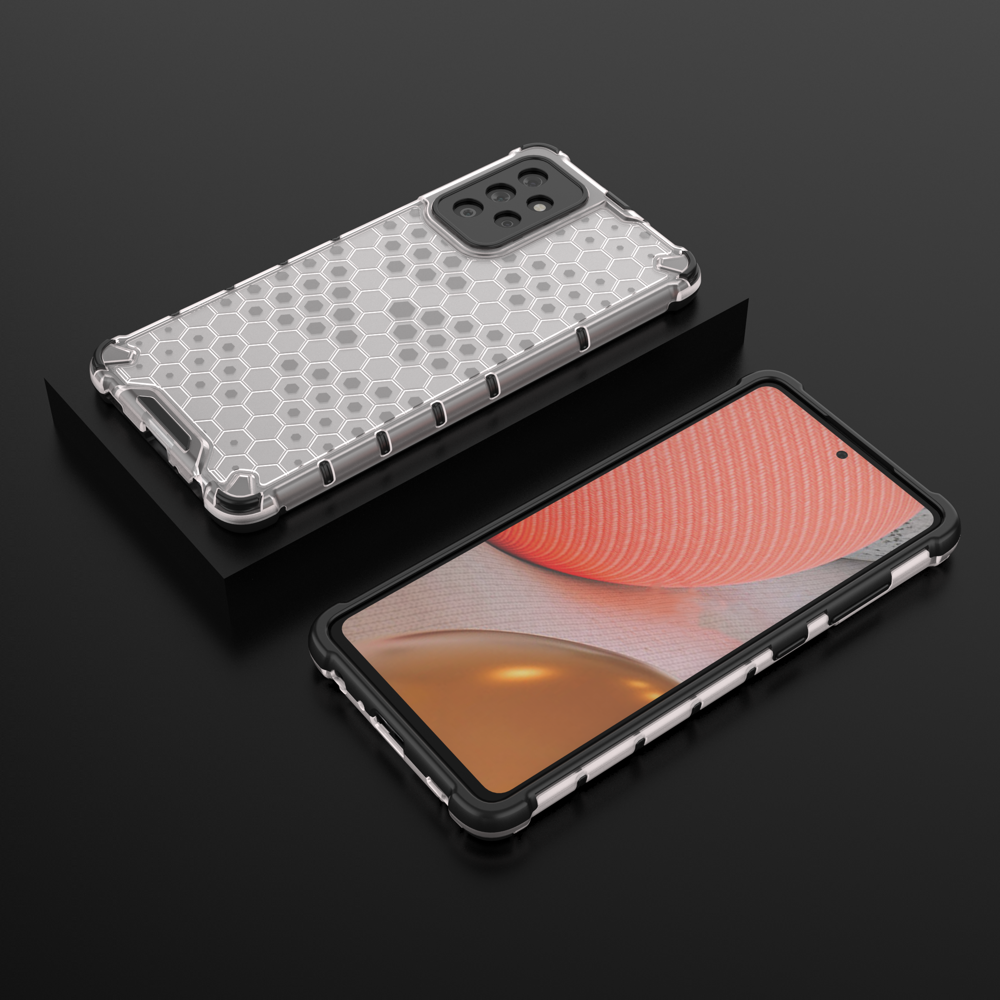 Honeycomb armored case with silicone frame for Samsung Galaxy A72 4G - Transparent
