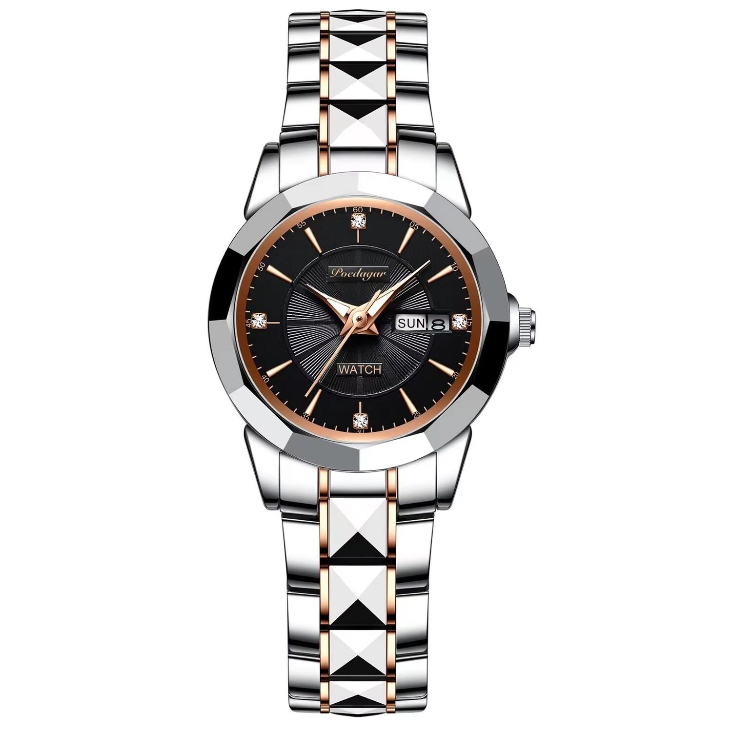 POEDAGAR Elegance Watch - Silver / Black