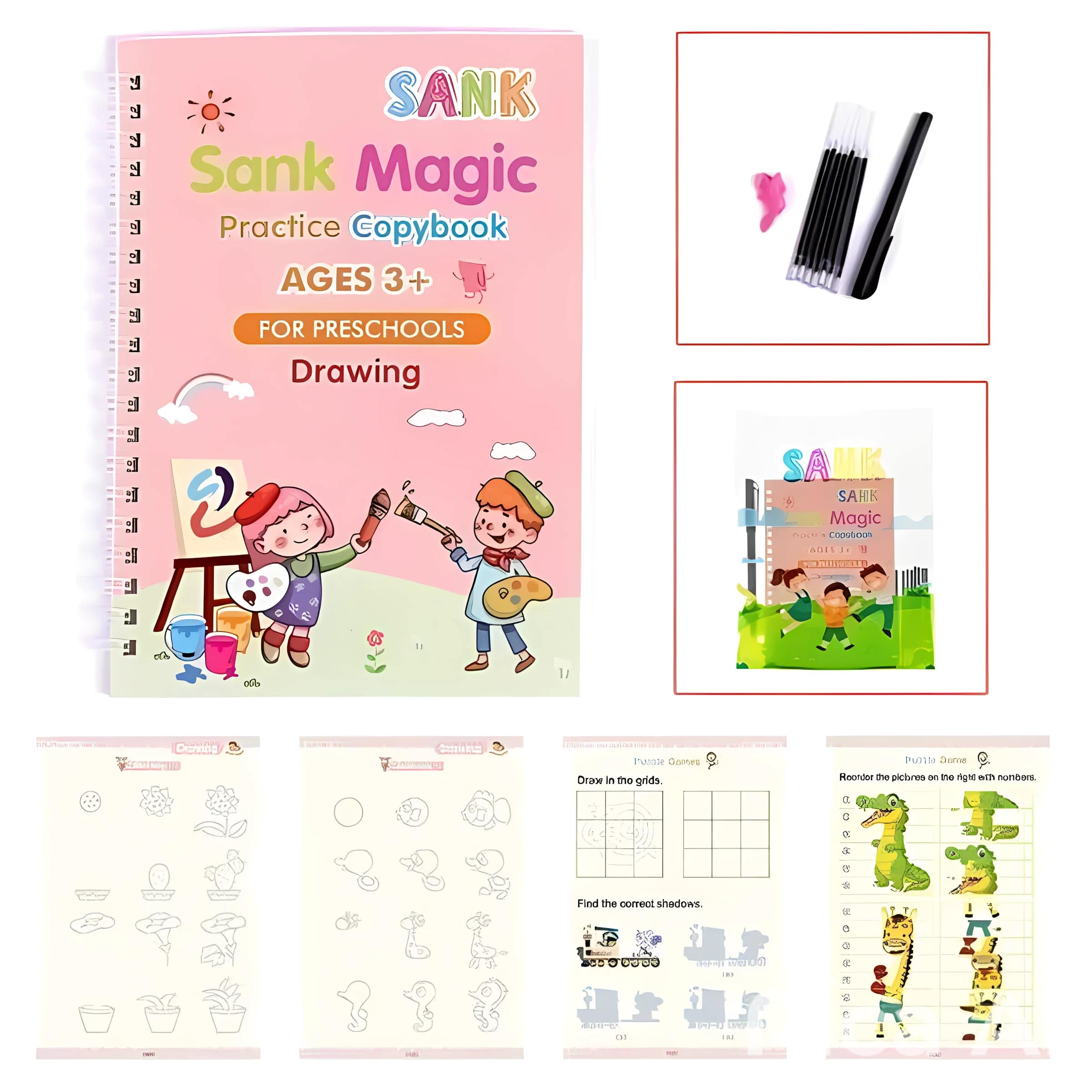 Set of notebooks for children - Pink ergonomic grip