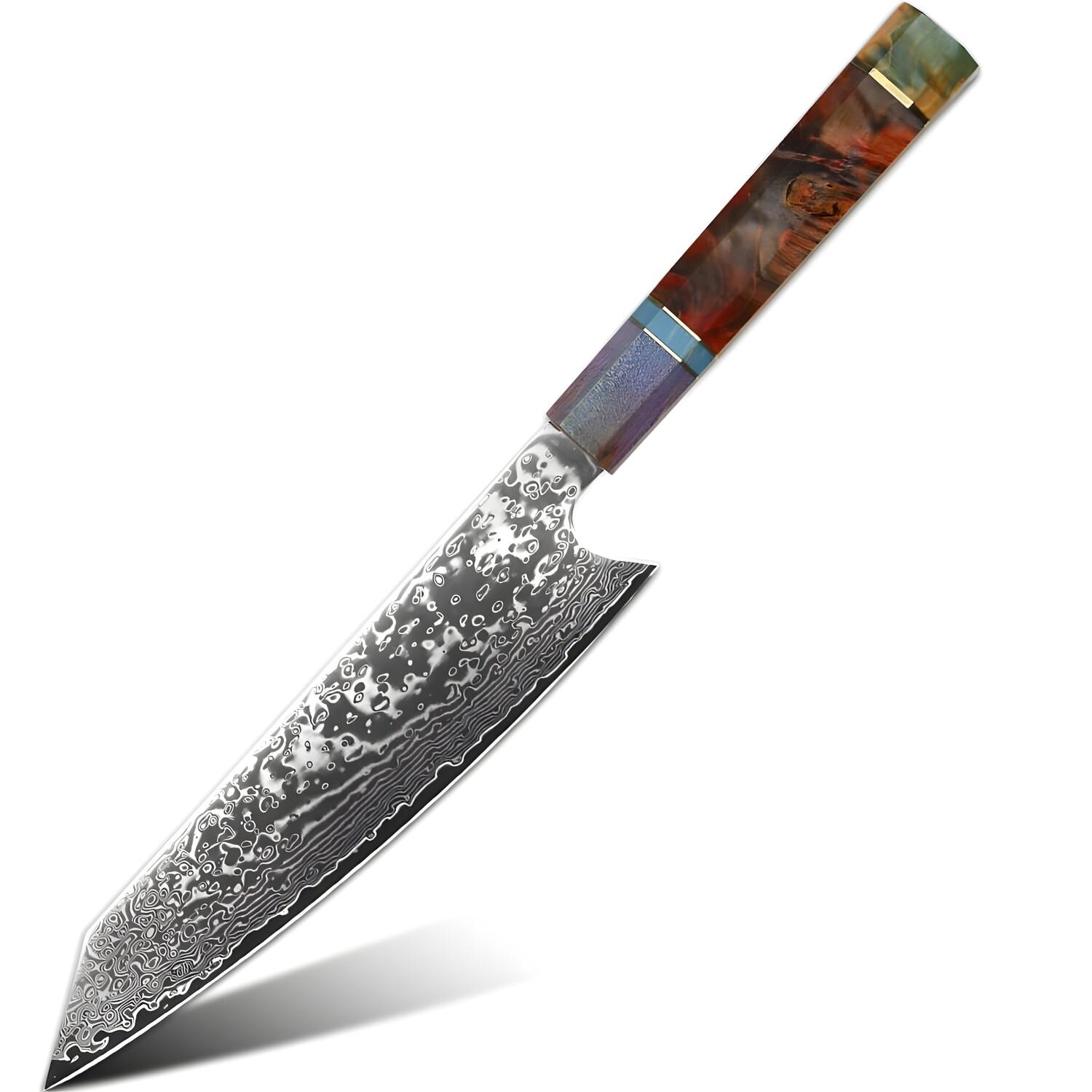 Damascus kitchen knife Yorokobi - Kiritsuke / Multicolored