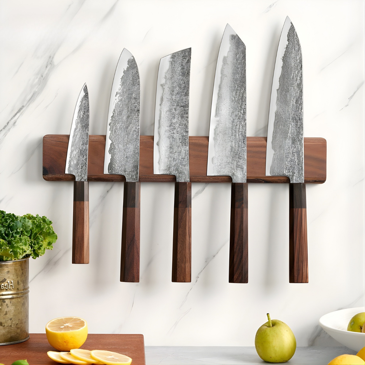 Set of Damascus kitchen knives DR-39200 - 6 pcs / Brown / Black