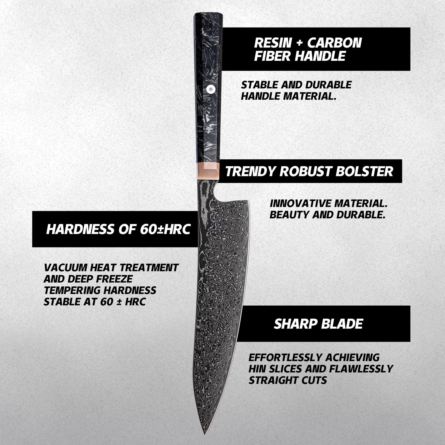 RY-38068 Damask Kitchen Knife Set - Black