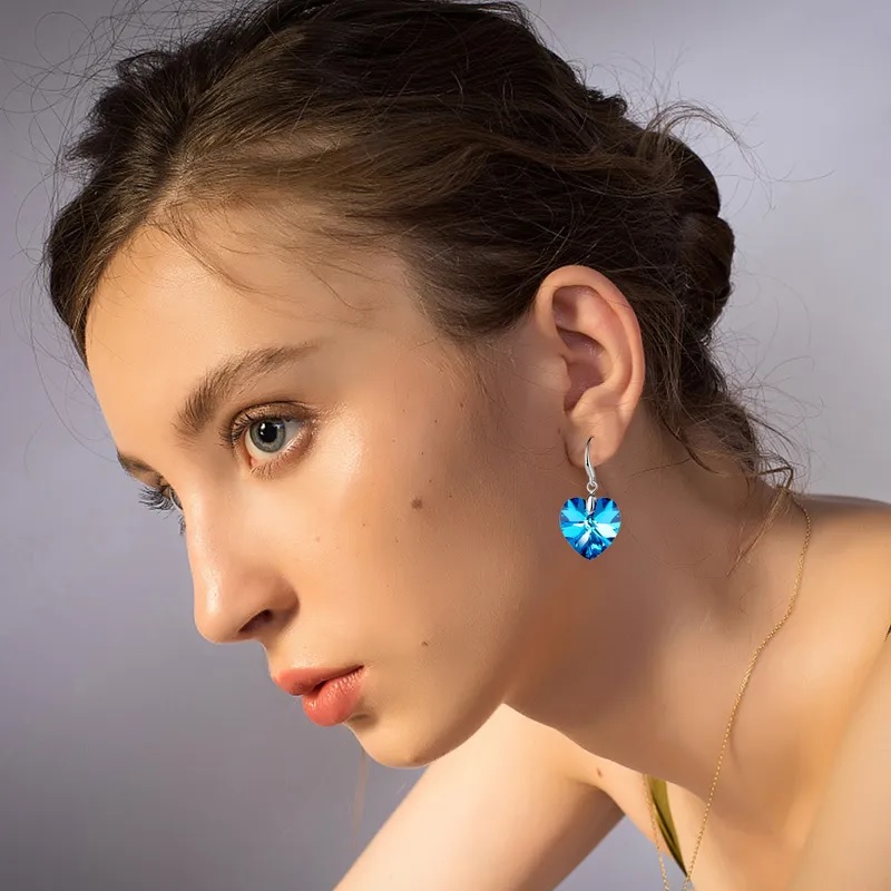 Beautiful Heart Earrings - Blue