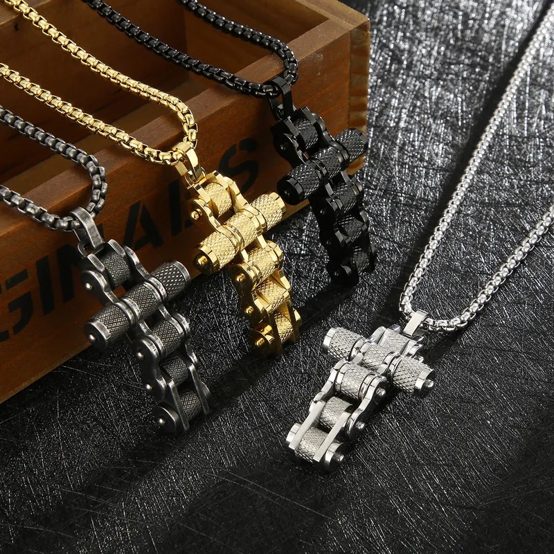 Chain Cross Necklace - Black