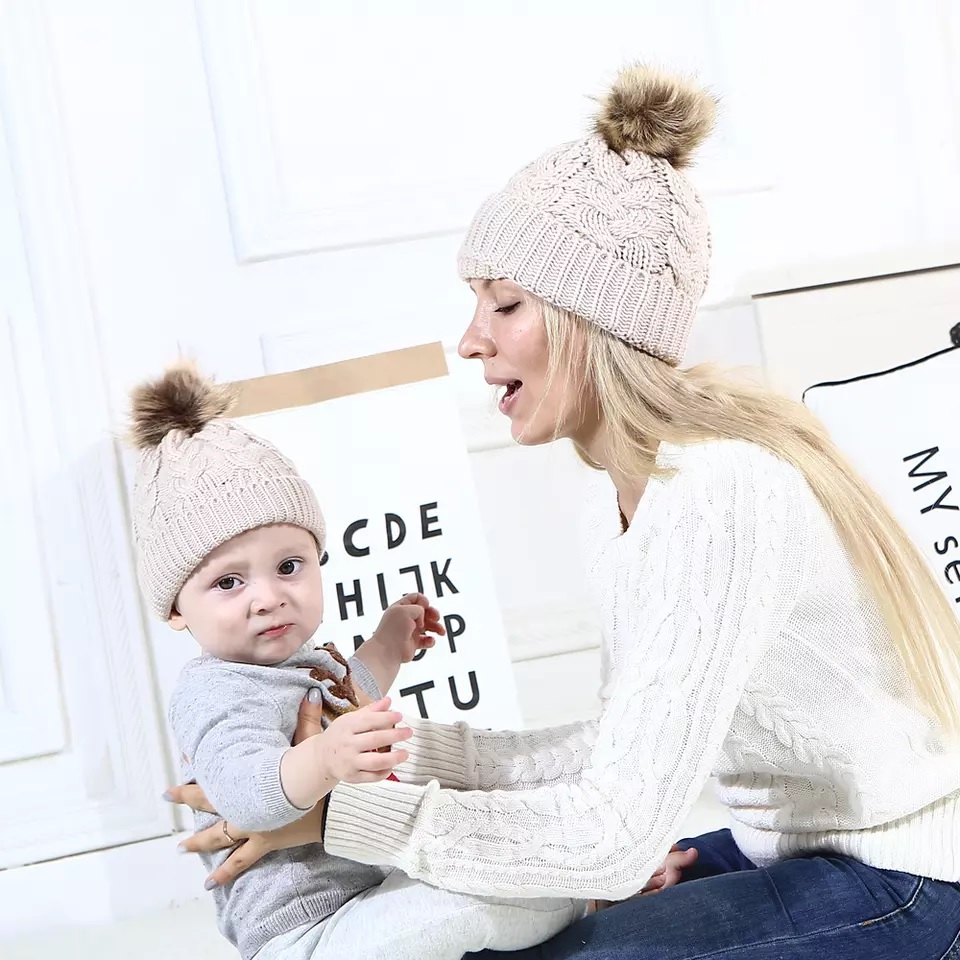 Mom and child Hats - Grey