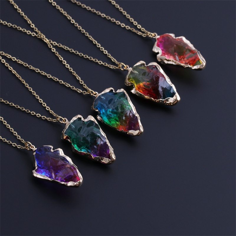 Crystal Stone Necklace - Blue/Pink