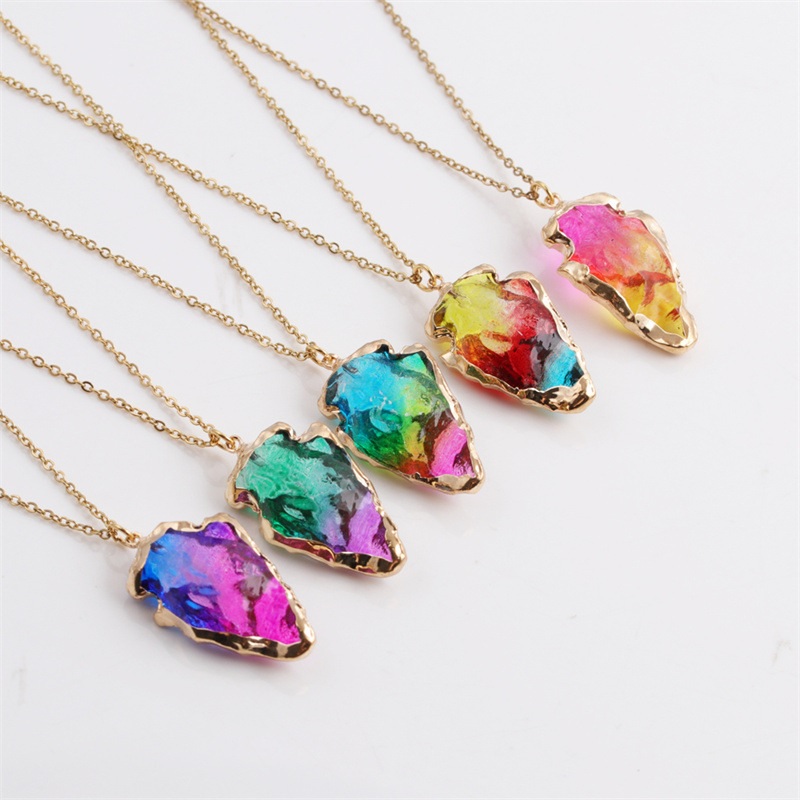 Crystal Stone Necklace - Blue/Pink