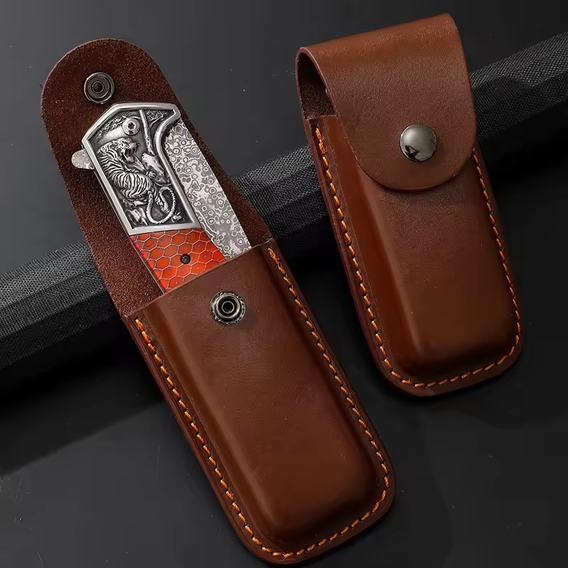 Damascus outdoor folding knife CO-42105 DA3244 - Blue / 2nd Quality
