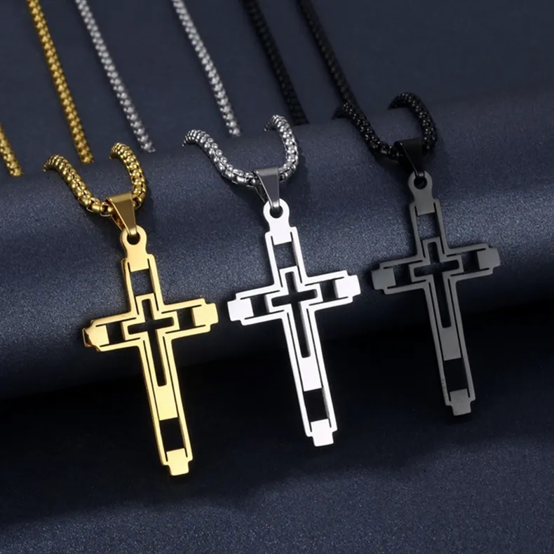 EM-34152 Cross Necklace - Black