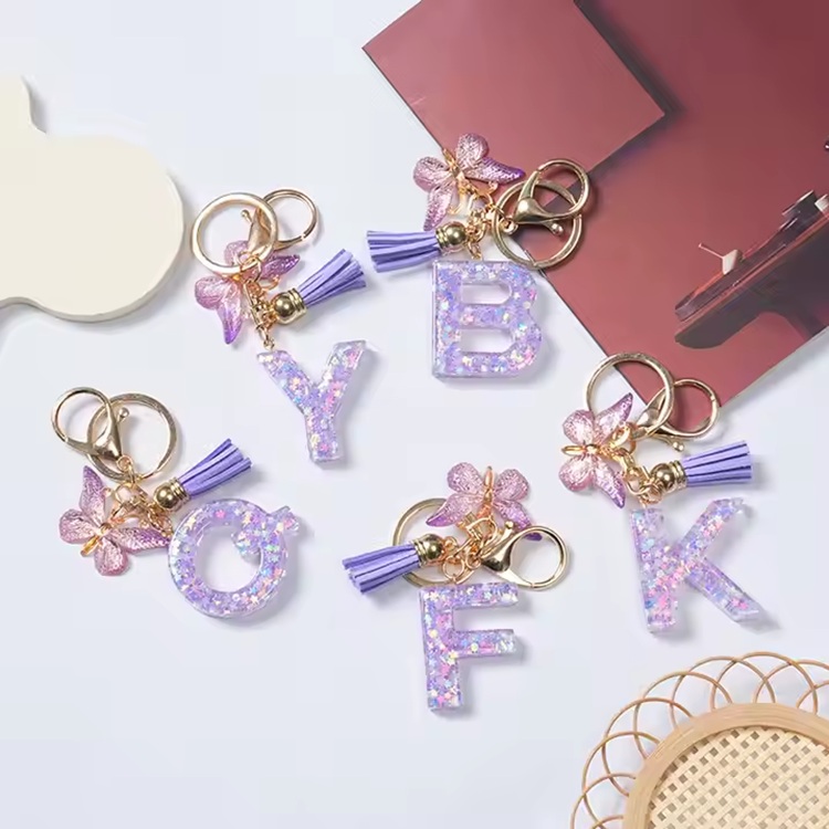 Alphabet Keychain - U / Purple