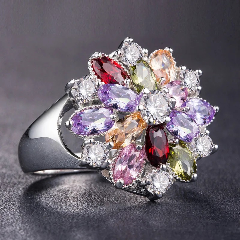 GL-34528 Ring - Silver / Multicolored / 52mm