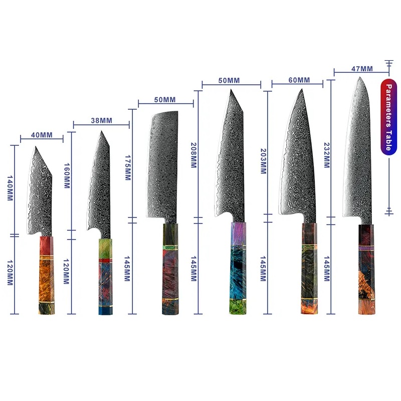 IK-27680 Damask Kitchen Knife Set - Multicolored