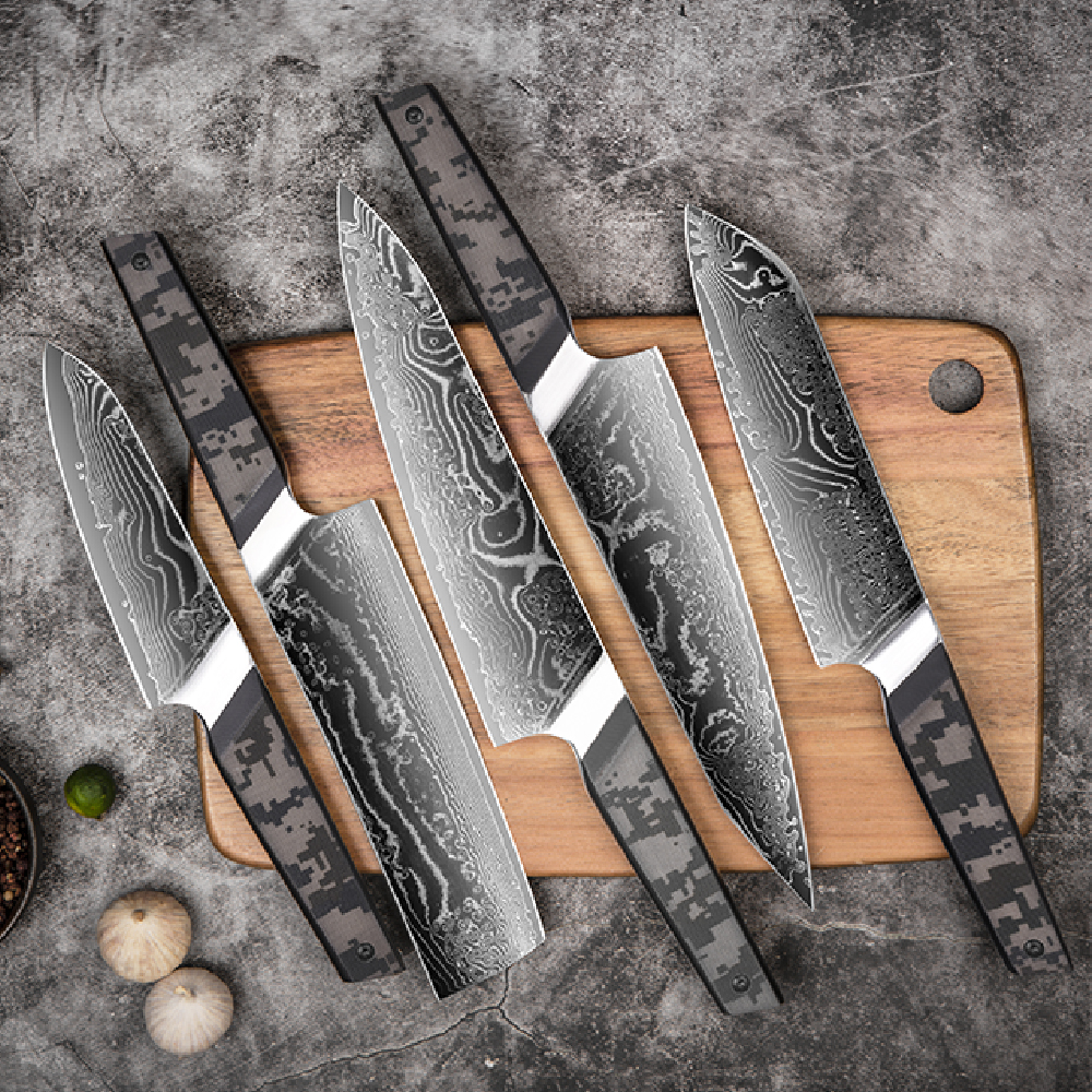 TA-37579 Damascus Kitchen Knife Set - Black / Gray