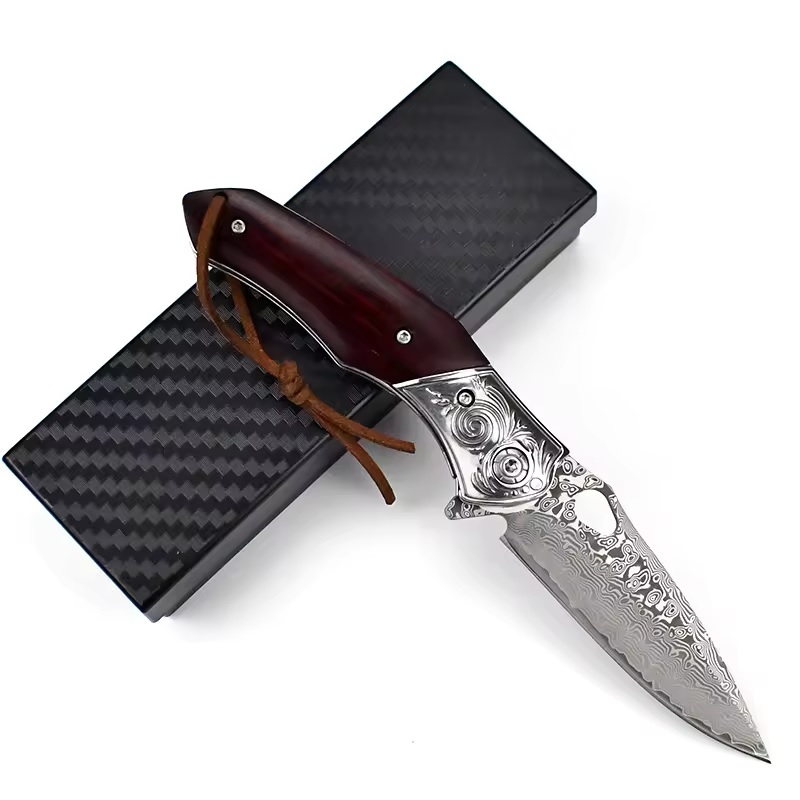 Damascus Outdoor Folding Knife NO-31698 - Brown