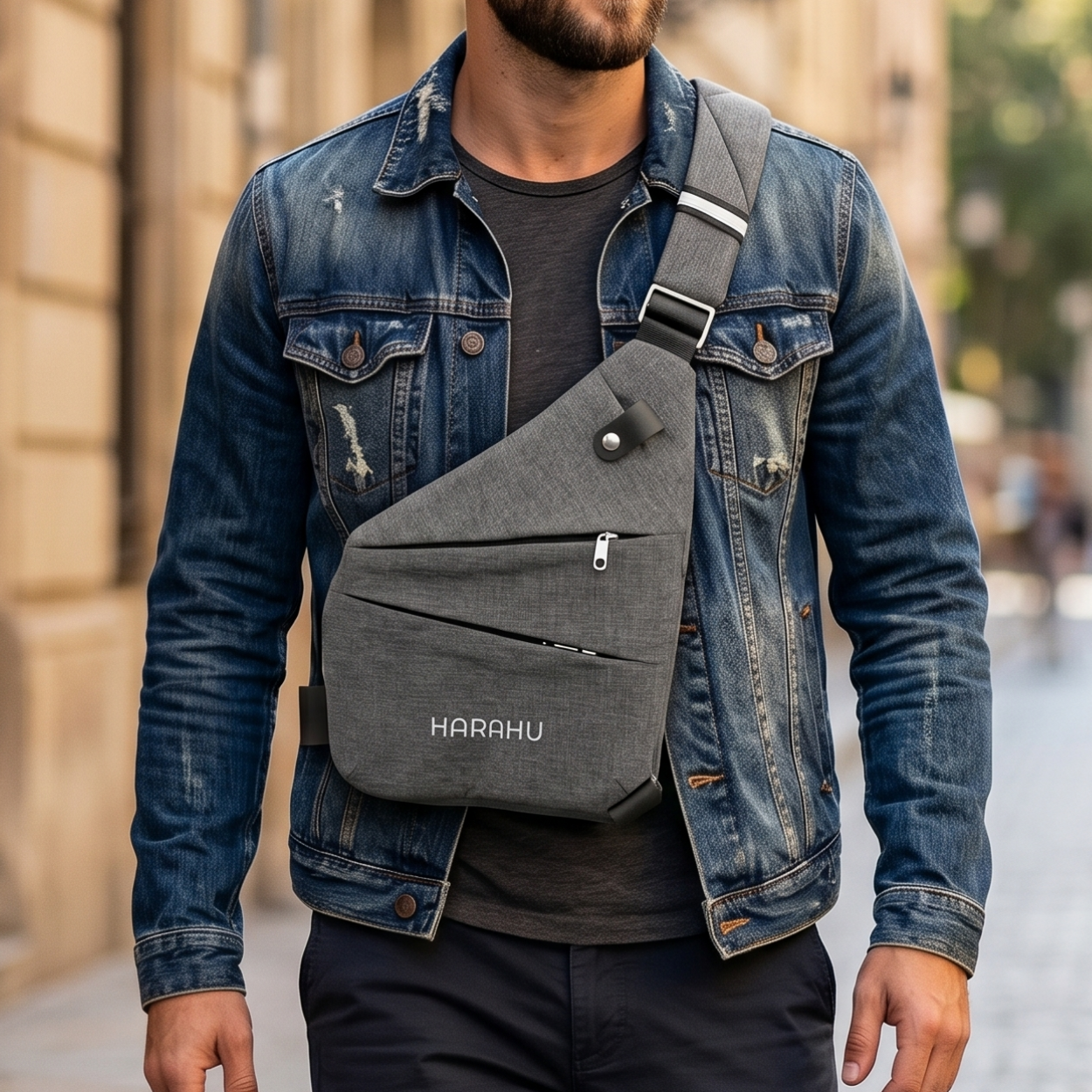 Men's Crossbody Bag HARAHU Instinct - Black