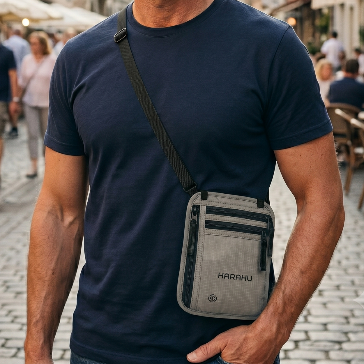 Men's Crossbody Bag with RFID HARAHU Venture - Gray
