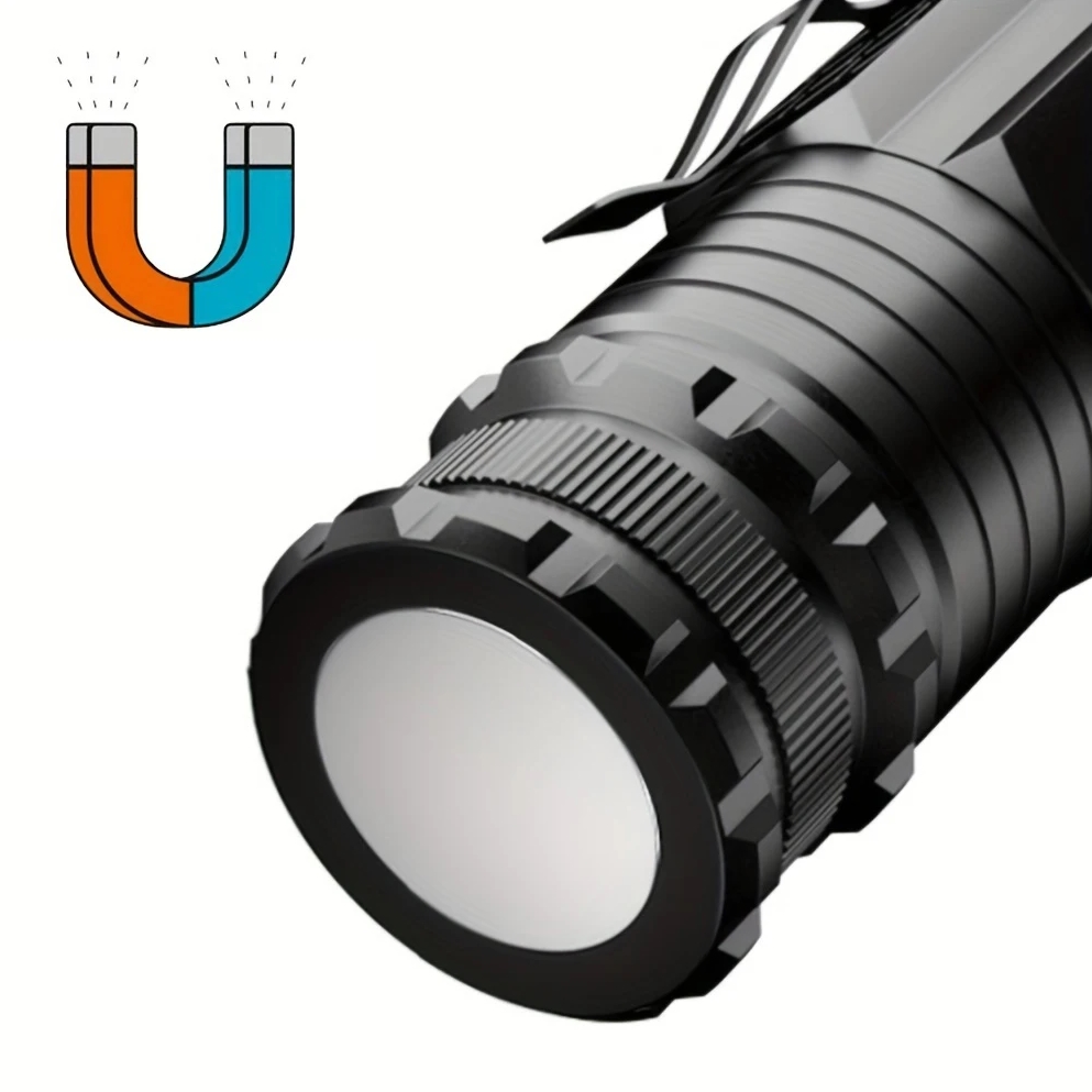 Tactical LED Flashlight with Magnet - Black
