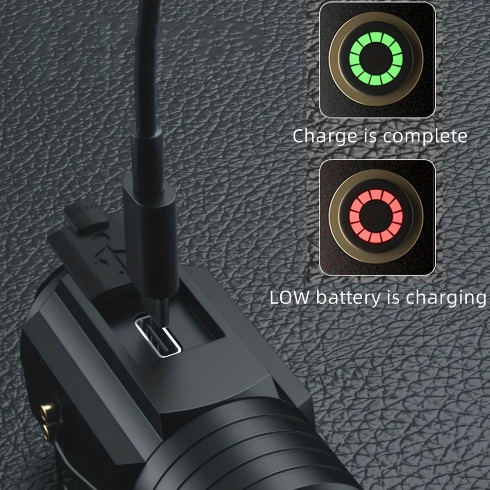 Tactical LED Flashlight with Magnet - Black