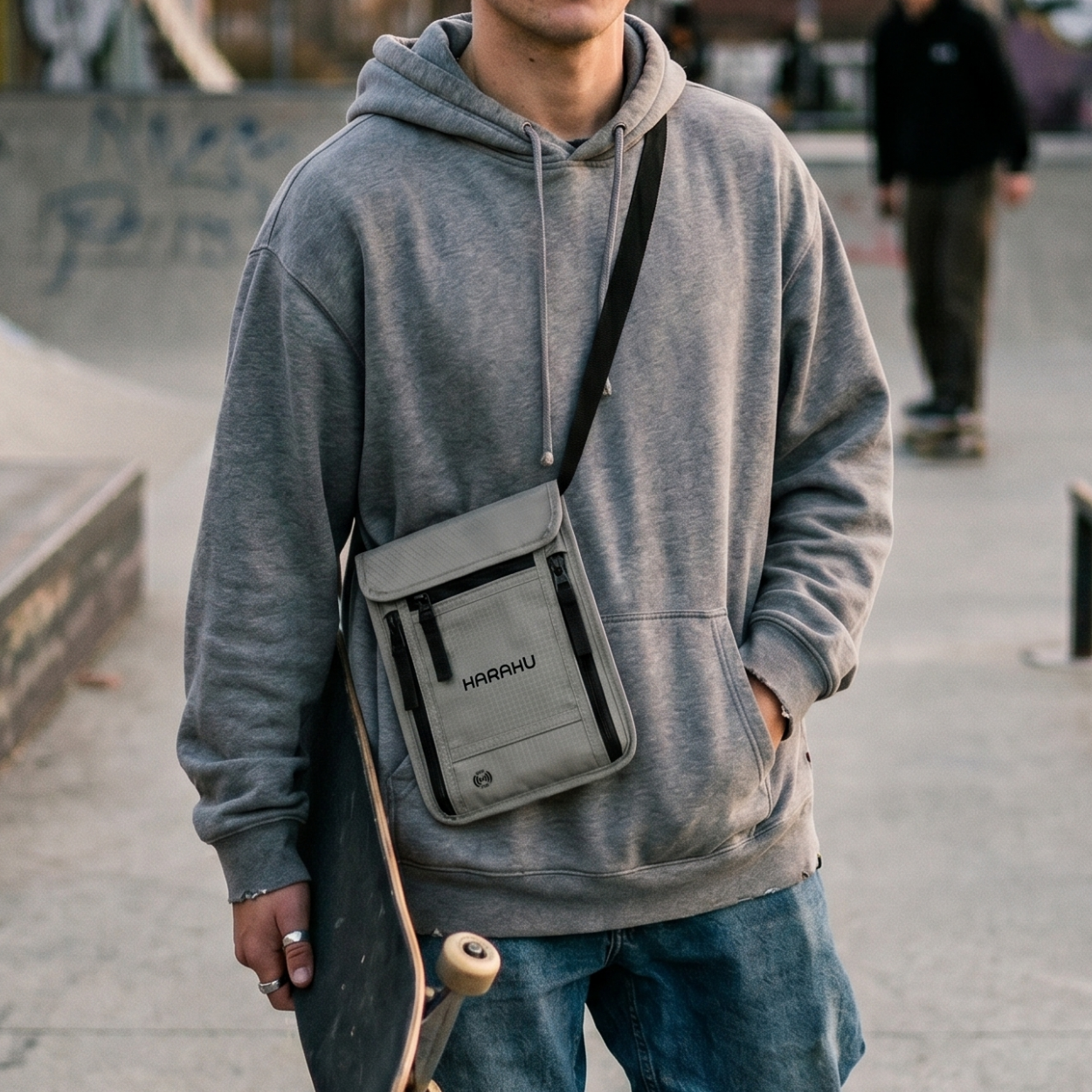 Men's Crossbody Bag with RFID HARAHU Legacy - Gray