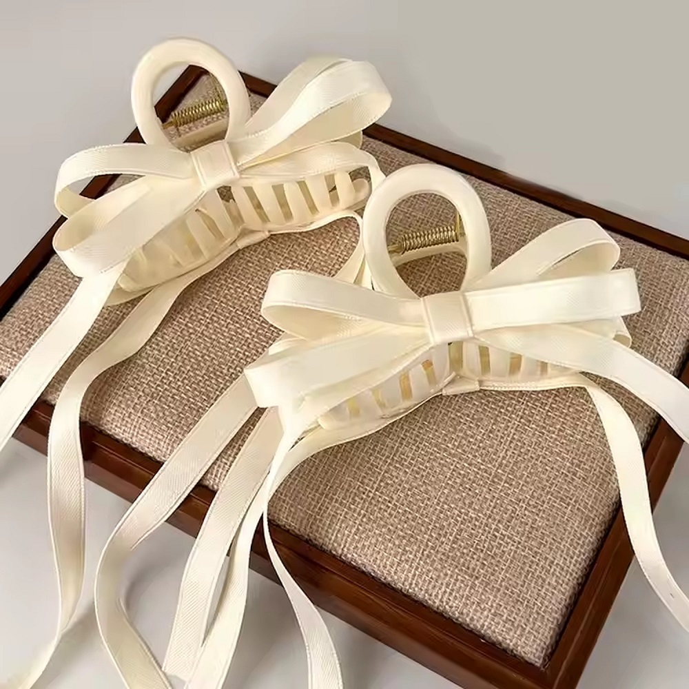 Bow Hair Clip - White