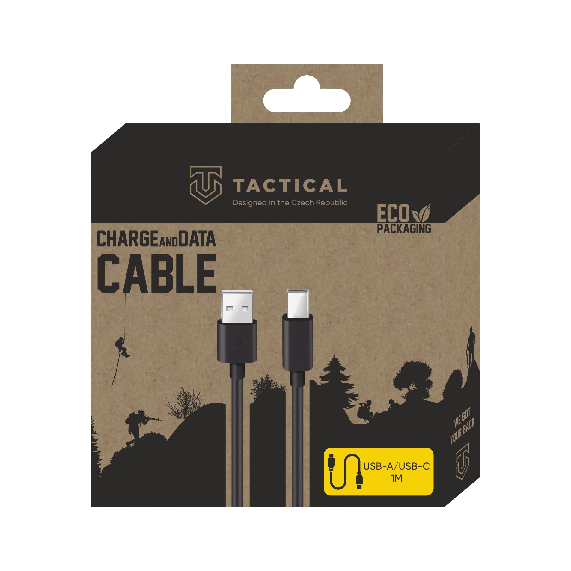 Tactical Smooth Thread Cable USB-A/USB-C - 1m - Black