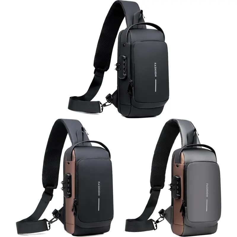Shoulder bag with anti-theft USB charging - Grey