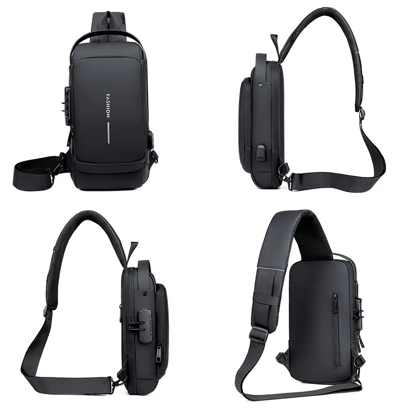 Shoulder bag with anti-theft USB charging - Grey