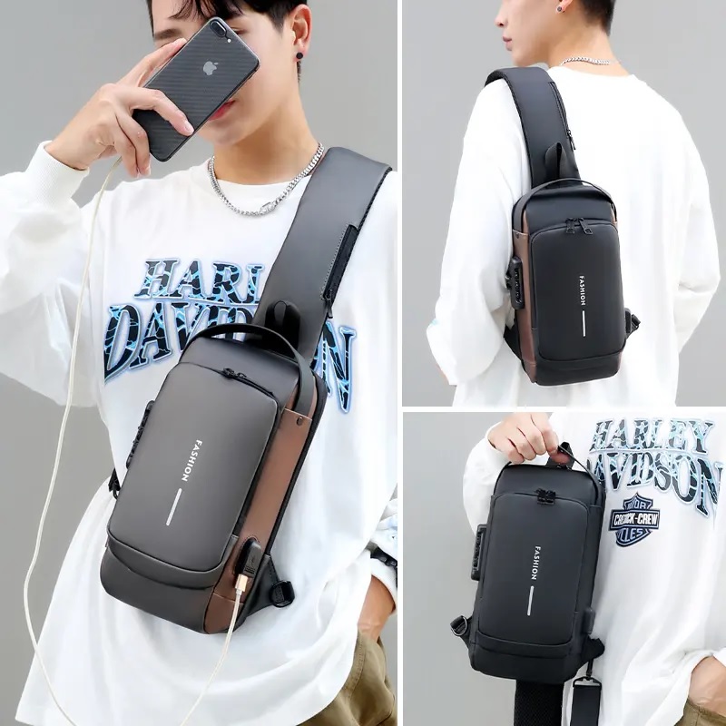 Shoulder bag with anti-theft USB charging - Grey