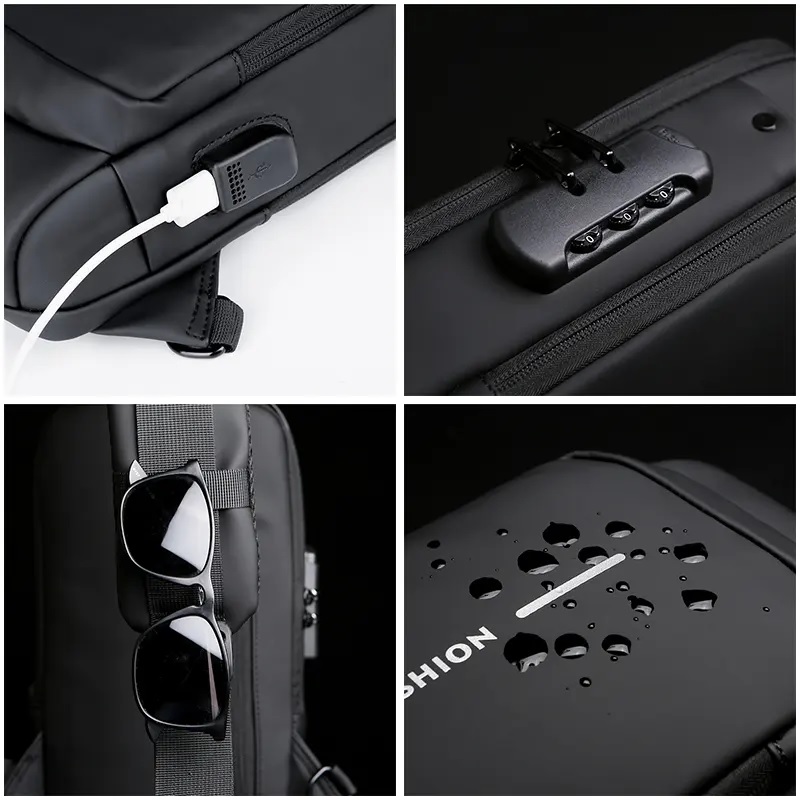 Shoulder bag with anti-theft USB charging - Grey