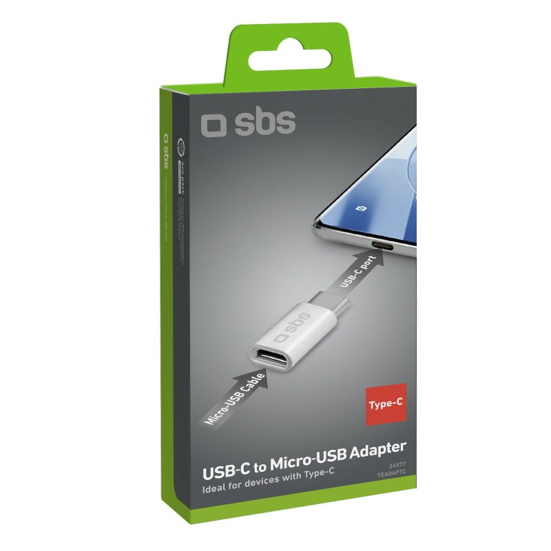SBS Micro USB to USB-C Adapter - White