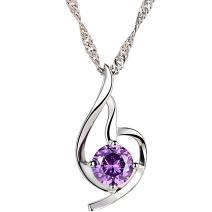 BE-23607 Necklace - Silver/Purple