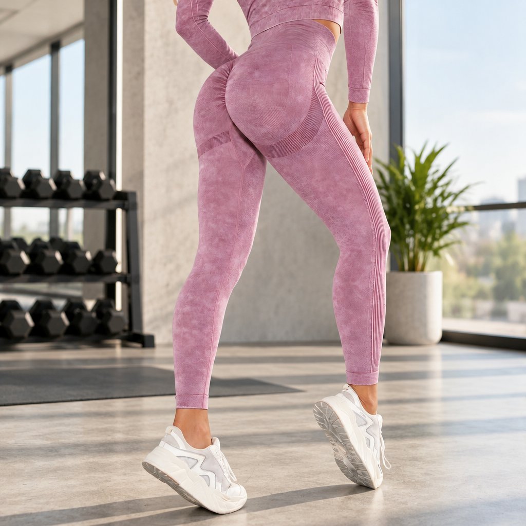JE-15516 Push Up Leggings - Dark Pink/M