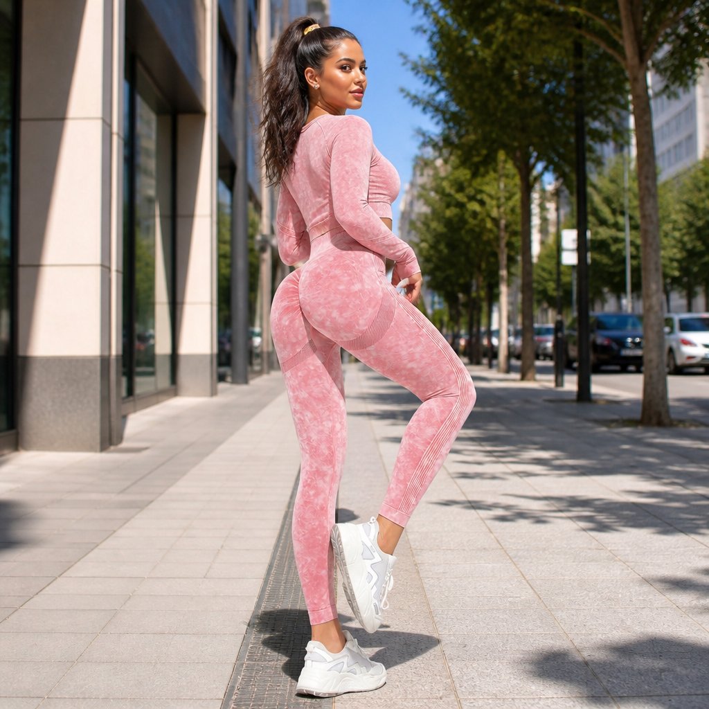 JE-15519 Push Up Leggings - Pink/M