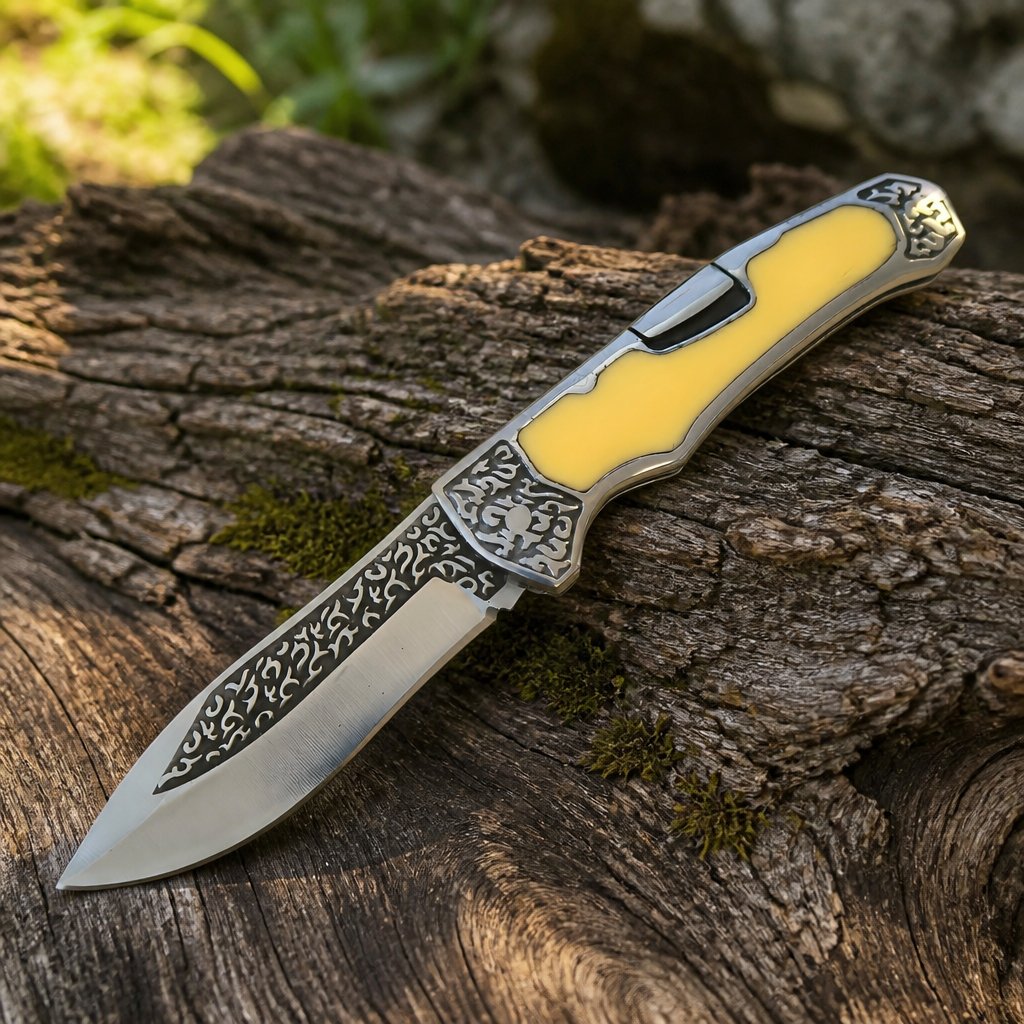 Outdoor folding knife CO - 32812 - Yellow / 21 / 11.7cm