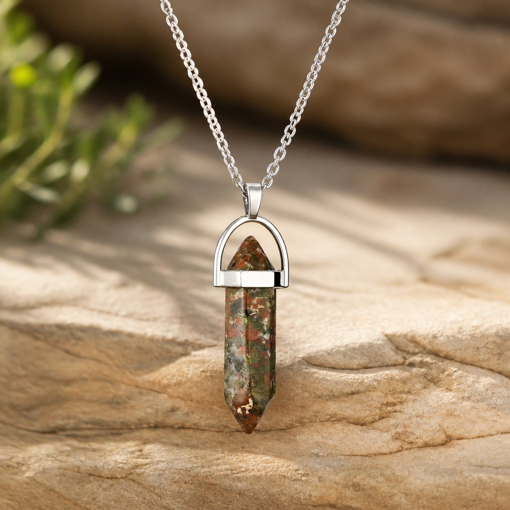 AG-34114 Necklace - Brown / Green