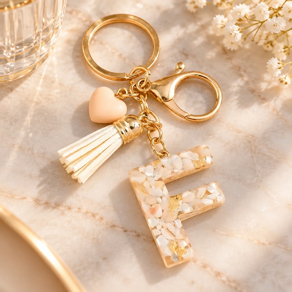 Alphabet Keychain - F / White