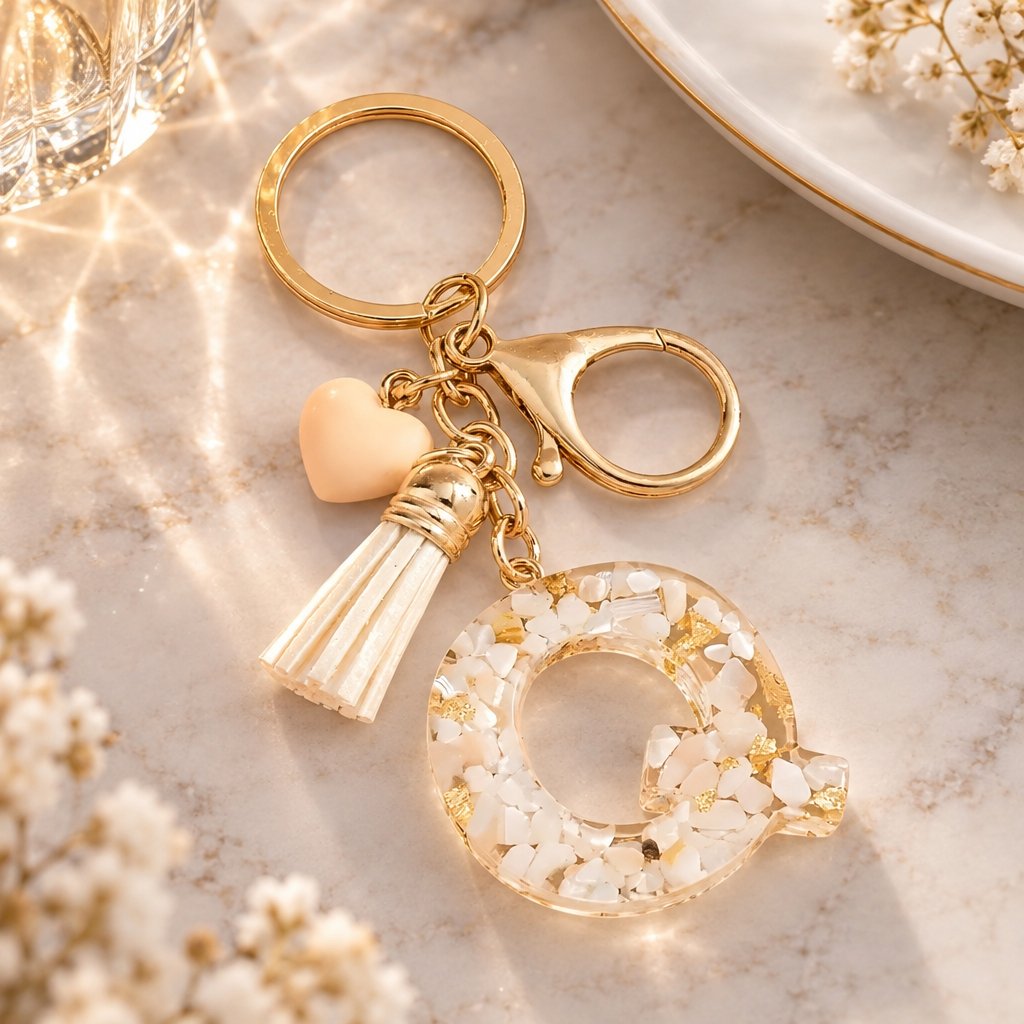 Alphabet Keychain - Q / White