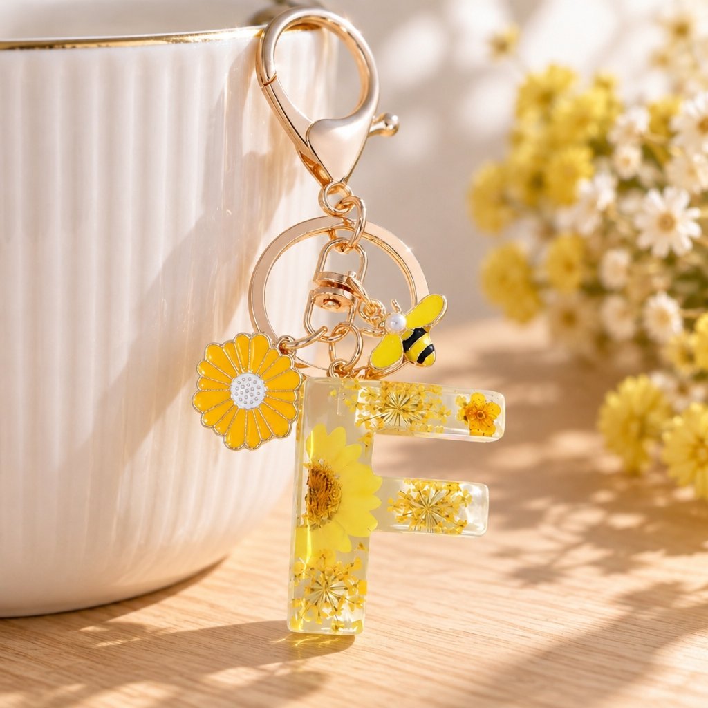 Alphabet Keychain - F / Yellow