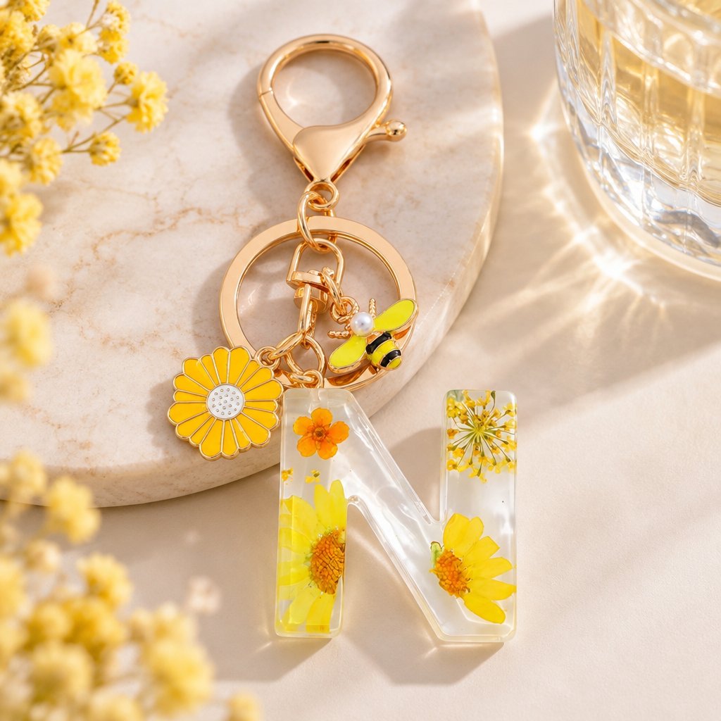 Alphabet Keychain - N / Yellow